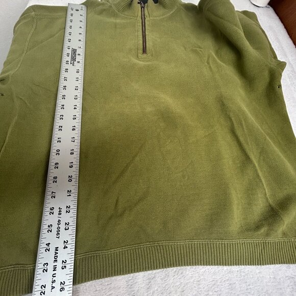 Tommy Bahama Men Reversible 1/4-Zip Mock Neck Pullover Sweater Green/Gray Casual - Picture 8 of 8